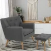 IDMarket Fauteuil avec repose pieds en tissu gris anthracite style scandinave* Collection Agencement Magasin|Collection Scandinave