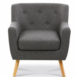 IDMarket Fauteuil avec repose pieds en tissu gris anthracite style scandinave* Collection Agencement Magasin|Collection Scandinave