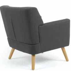 IDMarket Fauteuil avec repose pieds en tissu gris anthracite style scandinave* Collection Agencement Magasin|Collection Scandinave