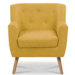 IDMarket Fauteuil avec repose pieds en tissu jaune style scandinave* Collection Agencement Magasin|Collection Scandinave