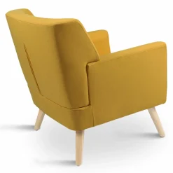 IDMarket Fauteuil avec repose pieds en tissu jaune style scandinave* Collection Agencement Magasin|Collection Scandinave