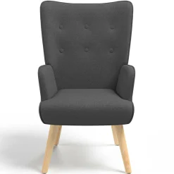 IDMarket Fauteuil avec repose-pieds gris anthracite style scandinave* Collection Scandinave|Salon Complet