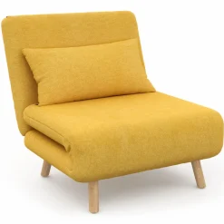 IDMarket Fauteuil convertible en lit 80x190cm tissu jaune* Collection Scandinave|Fauteuils