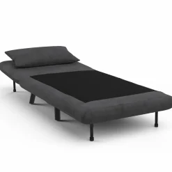 IDMarket Fauteuil convertible en lit 1 place velours gris anthracite* Fauteuils