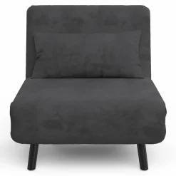 IDMarket Fauteuil convertible en lit 1 place velours gris anthracite* Fauteuils