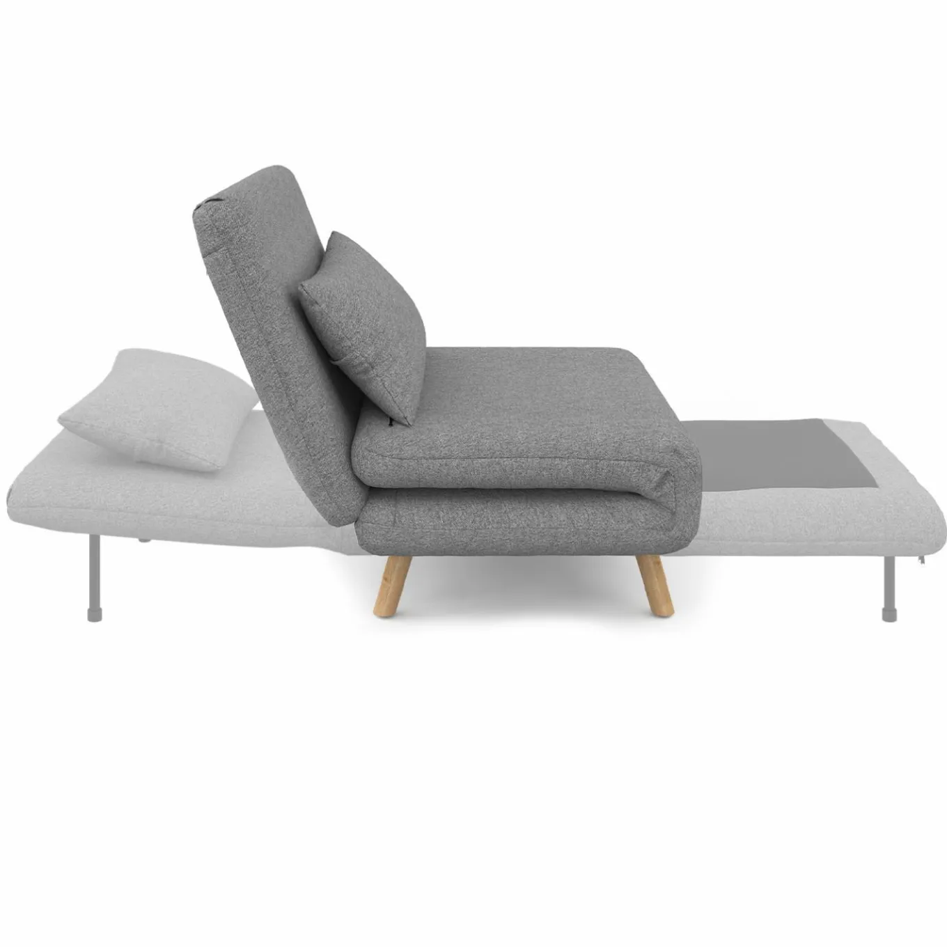 IDMarket Fauteuil convertible en lit 1 place gris clair* Collection Scandinave|Fauteuils