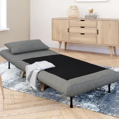 IDMarket Fauteuil convertible en lit 1 place gris clair* Collection Scandinave|Fauteuils