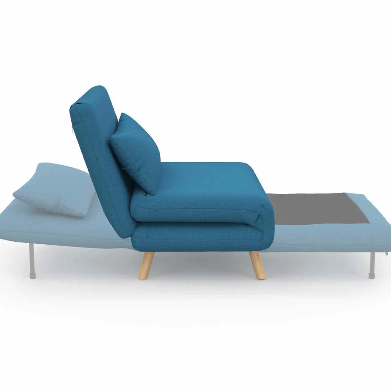 IDMarket Fauteuil convertible en lit 1 place bleu canard* Salon Complet|Fauteuils