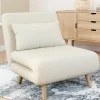 IDMarket Fauteuil convertible en lit d'appoint 1 place 80x190 cm bouclette blanc* Collection Scandinave|Fauteuils