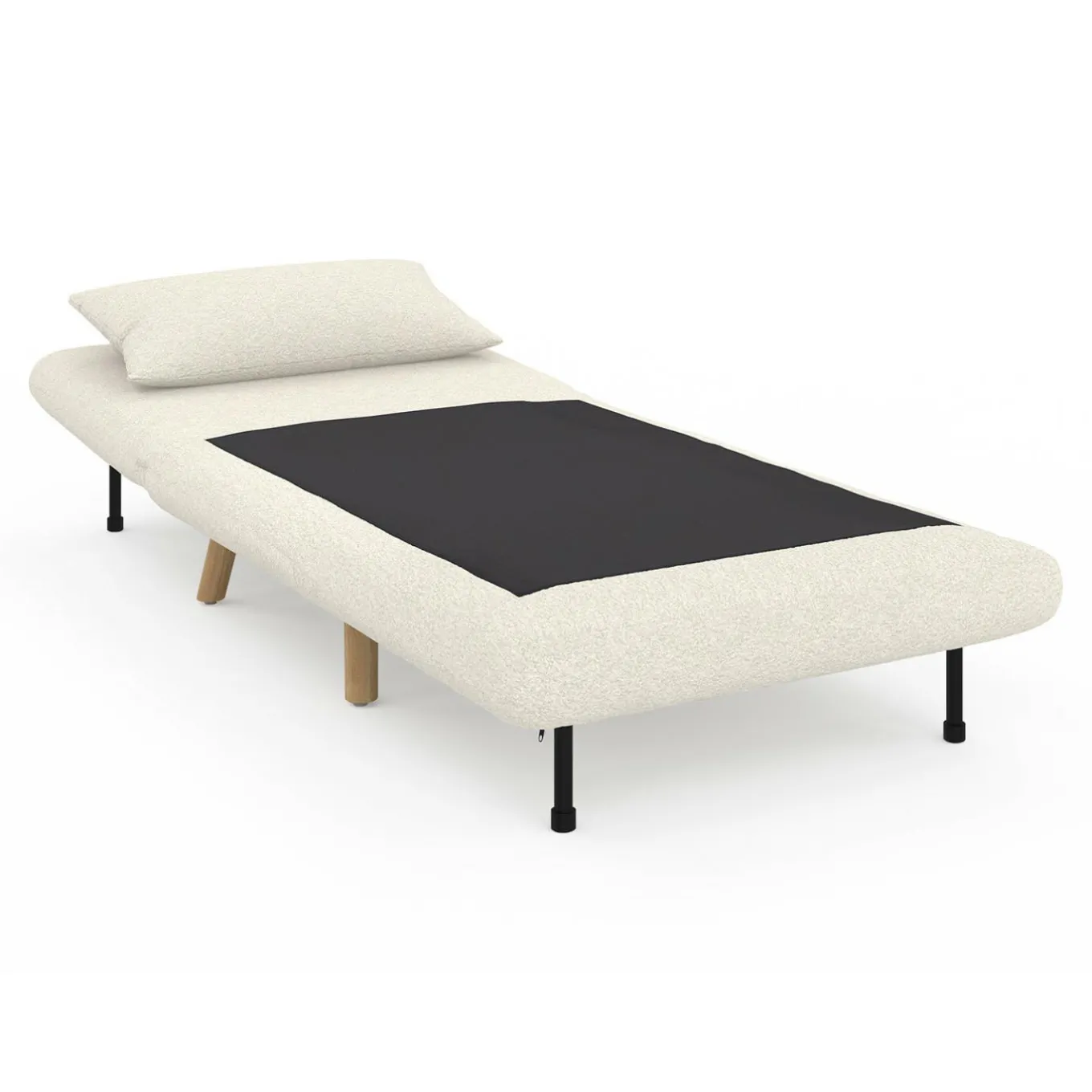 IDMarket Fauteuil convertible en lit d'appoint 1 place 80x190 cm bouclette blanc* Collection Scandinave|Fauteuils