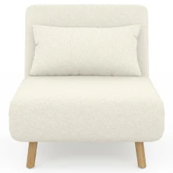 IDMarket Fauteuil convertible en lit d'appoint 1 place 80x190 cm bouclette blanc* Collection Scandinave|Fauteuils