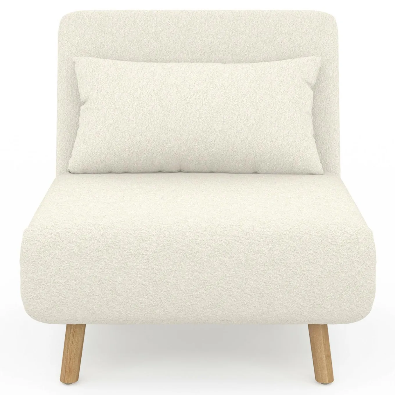 IDMarket Fauteuil convertible en lit d'appoint 1 place 80x190 cm bouclette blanc* Collection Scandinave|Fauteuils