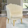 IDMarket Fauteuil coquillage beige en velours pieds dorés* Collection Agencement Magasin|Collection Vintage