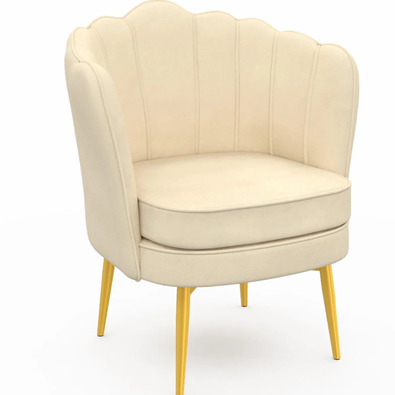 IDMarket Fauteuil coquillage beige en velours pieds dorés* Collection Agencement Magasin|Collection Vintage