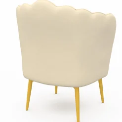 IDMarket Fauteuil coquillage beige en velours pieds dorés* Collection Agencement Magasin|Collection Vintage