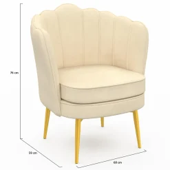 IDMarket Fauteuil coquillage beige en velours pieds dorés* Collection Agencement Magasin|Collection Vintage