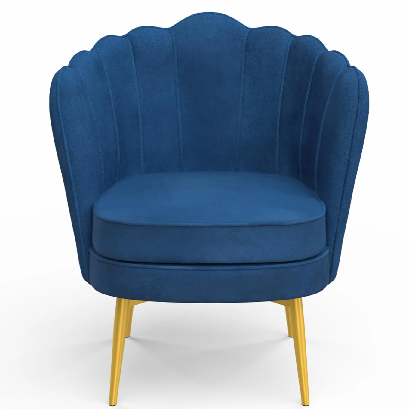 IDMarket Fauteuil coquillage en velours bleu nuit avec pieds dorés* Collection Agencement Magasin|Collection Vintage