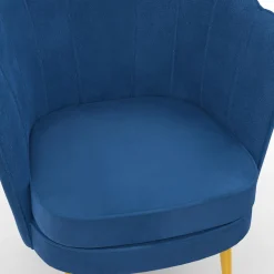 IDMarket Fauteuil coquillage en velours bleu nuit avec pieds dorés* Collection Agencement Magasin|Collection Vintage