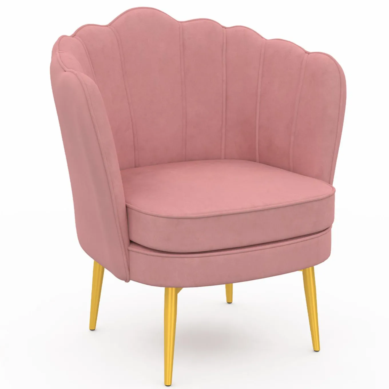 IDMarket Fauteuil coquillage rose en velours pieds dorés* Collection Agencement Magasin|Collection Vintage