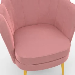 IDMarket Fauteuil coquillage rose en velours pieds dorés* Collection Agencement Magasin|Collection Vintage
