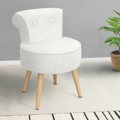 IDMarket Fauteuil crapaud en tissu bouclette blanc* Collection Scandinave|Fauteuils