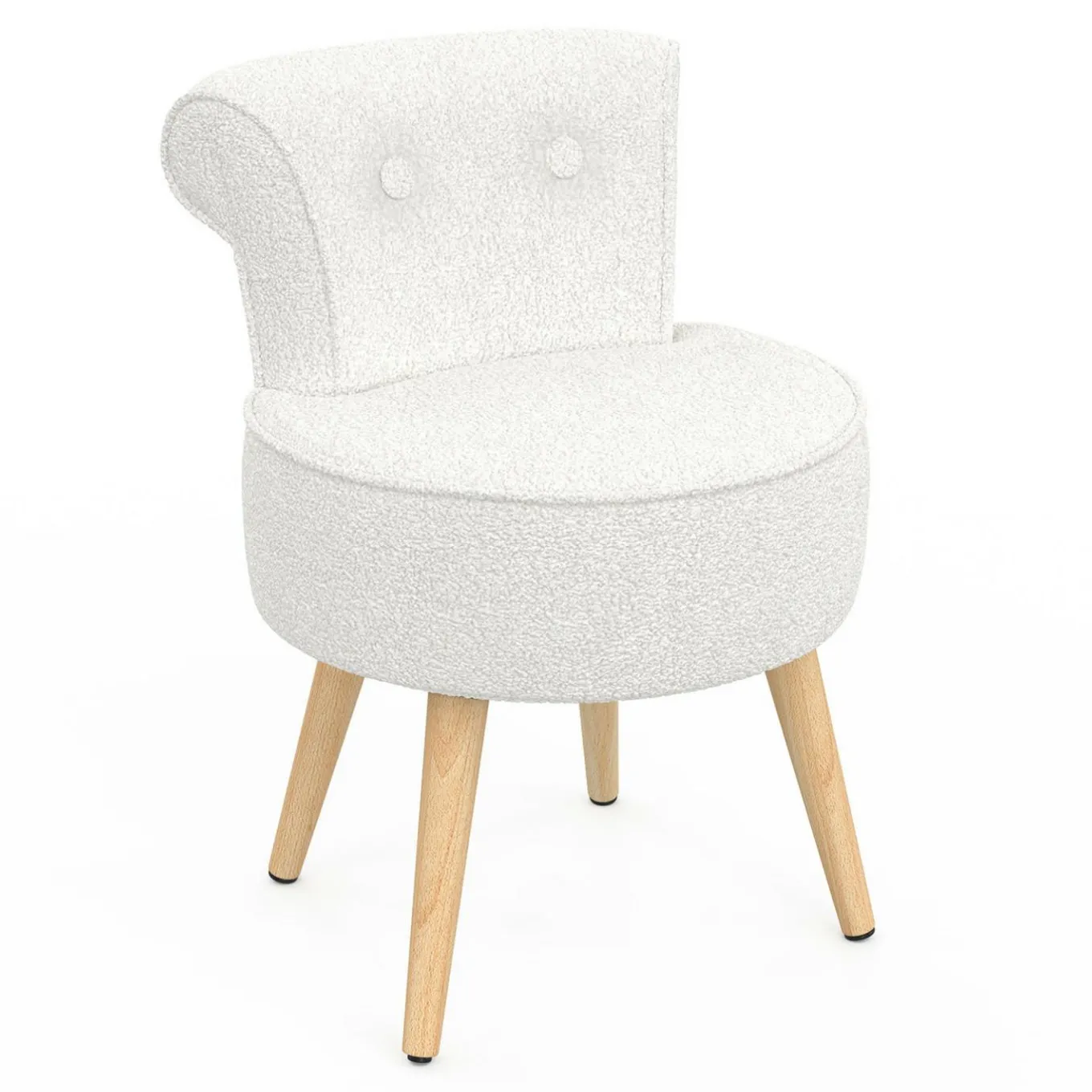 IDMarket Fauteuil crapaud en tissu bouclette blanc* Collection Scandinave|Fauteuils