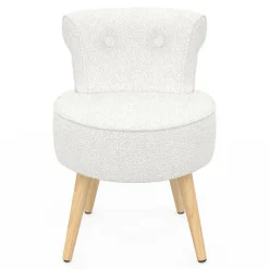 IDMarket Fauteuil crapaud en tissu bouclette blanc* Collection Scandinave|Fauteuils