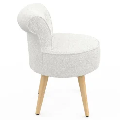 IDMarket Fauteuil crapaud en tissu bouclette blanc* Collection Scandinave|Fauteuils