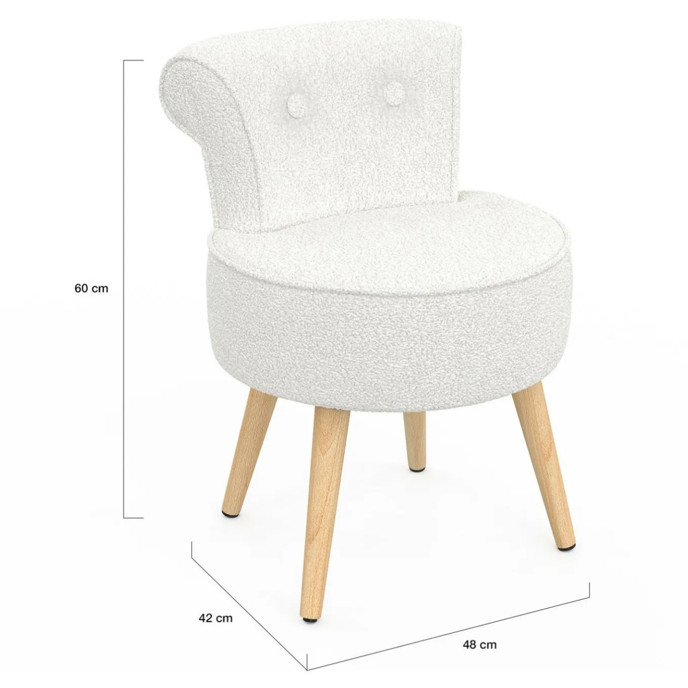 IDMarket Fauteuil crapaud en tissu bouclette blanc* Collection Scandinave|Fauteuils