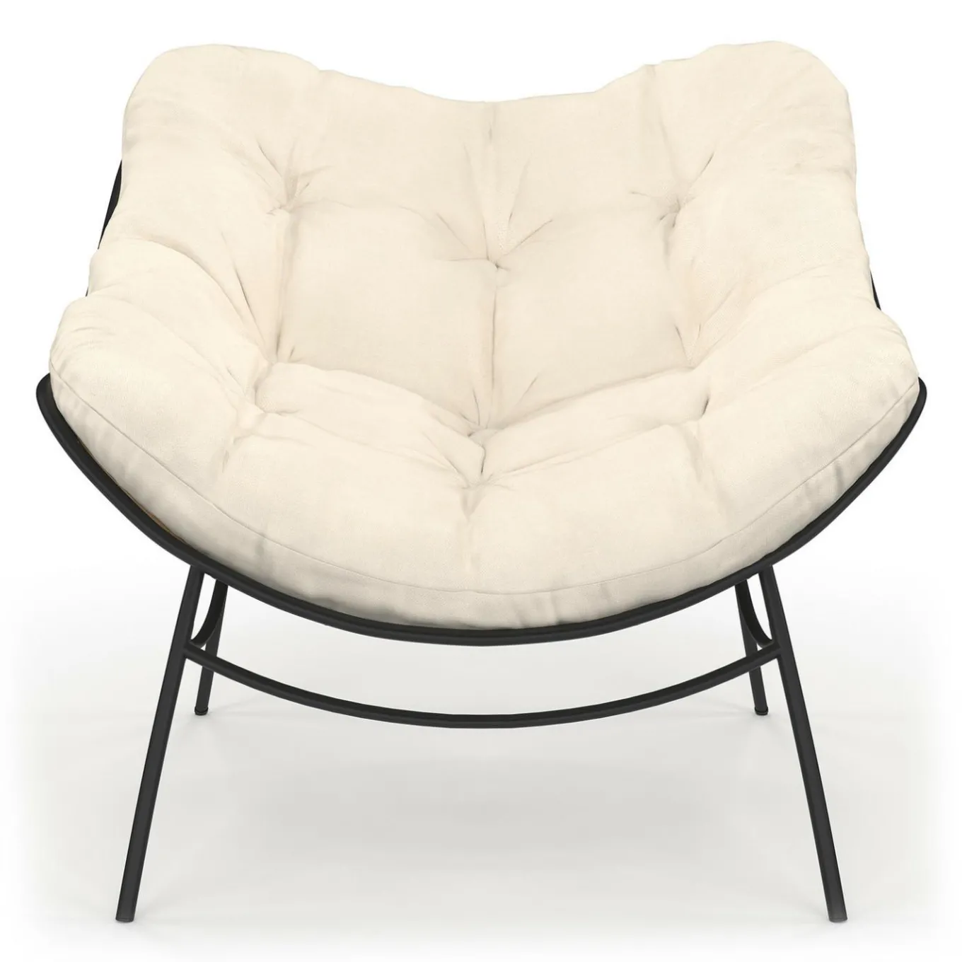 IDMarket Fauteuil de jardin relax avec coussin écru effet rotin* Fauteuils De Jardin