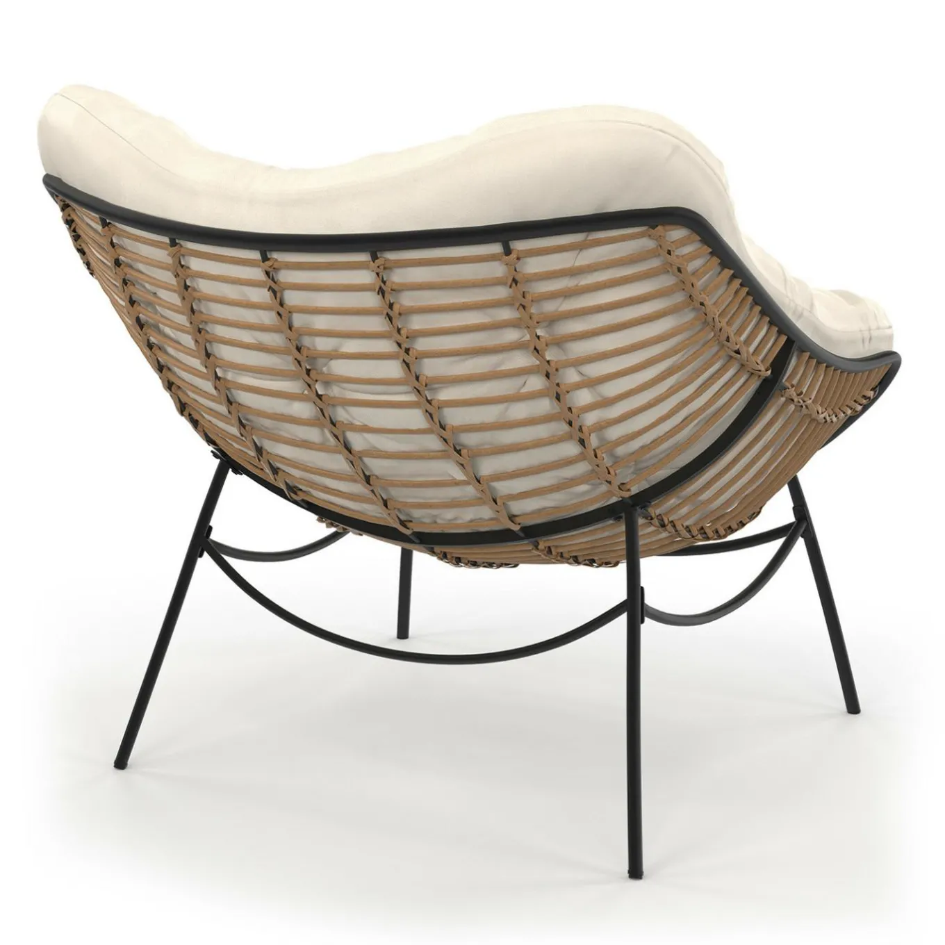 IDMarket Fauteuil de jardin relax avec coussin écru effet rotin* Fauteuils De Jardin