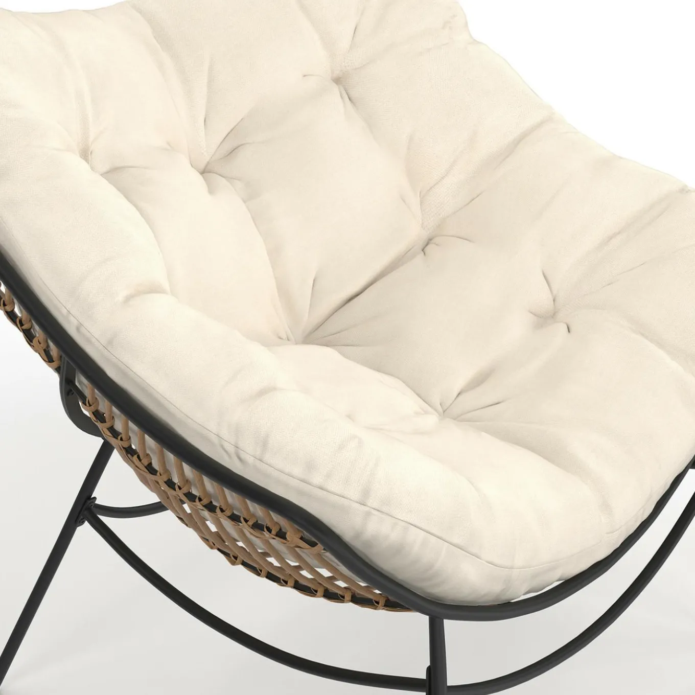 IDMarket Fauteuil de jardin relax avec coussin écru effet rotin* Fauteuils De Jardin