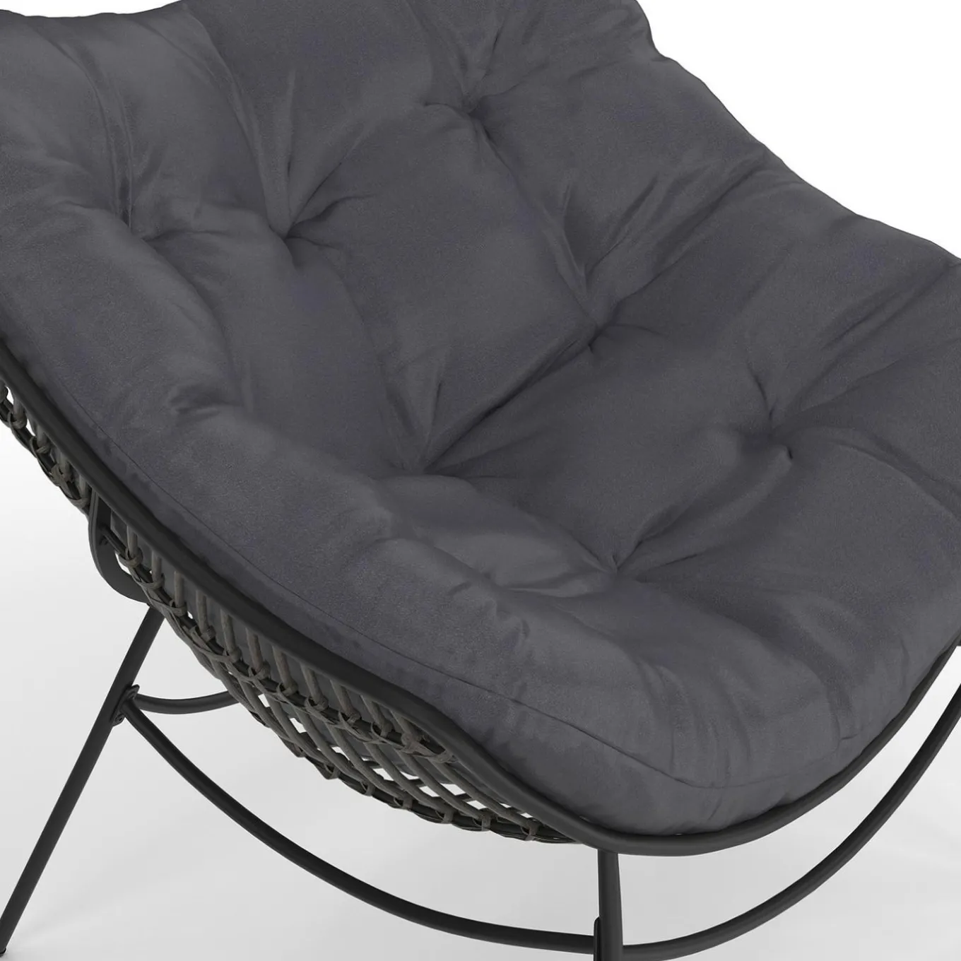 IDMarket Fauteuil de jardin relax avec coussin effet rotin gris* Fauteuils De Jardin
