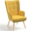 IDMarket Fauteuil design scandinave jaune moutarde* Collection Scandinave|Collection Agencement Magasin