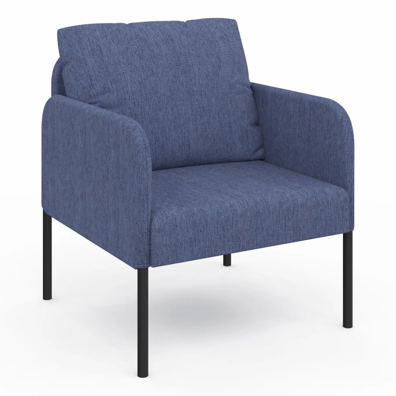 IDMarket Fauteuil en tissu bleu moderne pieds métal noir* Fauteuils|Collection Moderne