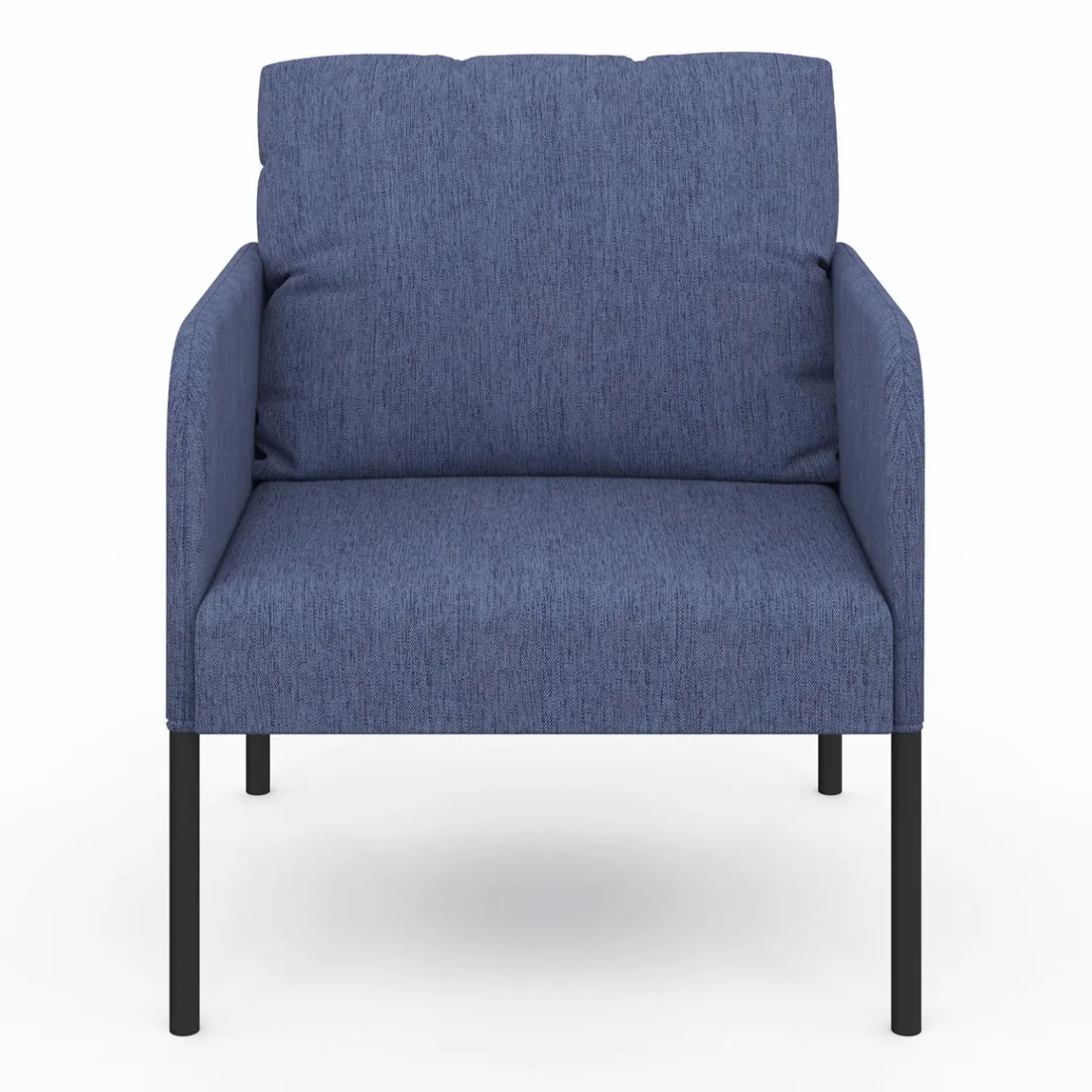 IDMarket Fauteuil en tissu bleu moderne pieds métal noir* Fauteuils|Collection Moderne