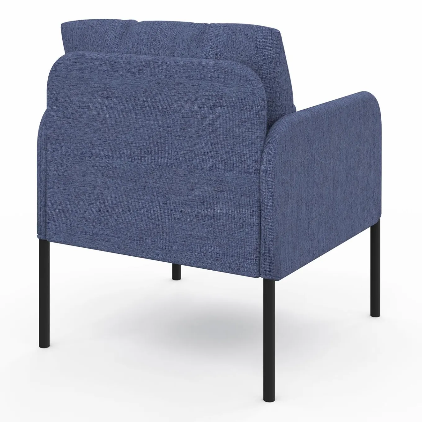 IDMarket Fauteuil en tissu bleu moderne pieds métal noir* Fauteuils|Collection Moderne