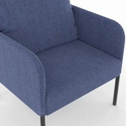 IDMarket Fauteuil en tissu bleu moderne pieds métal noir* Fauteuils|Collection Moderne