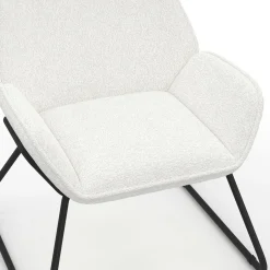 IDMarket Fauteuil en tissu bouclette et pieds métal noirs* Collection Moderne|Fauteuils
