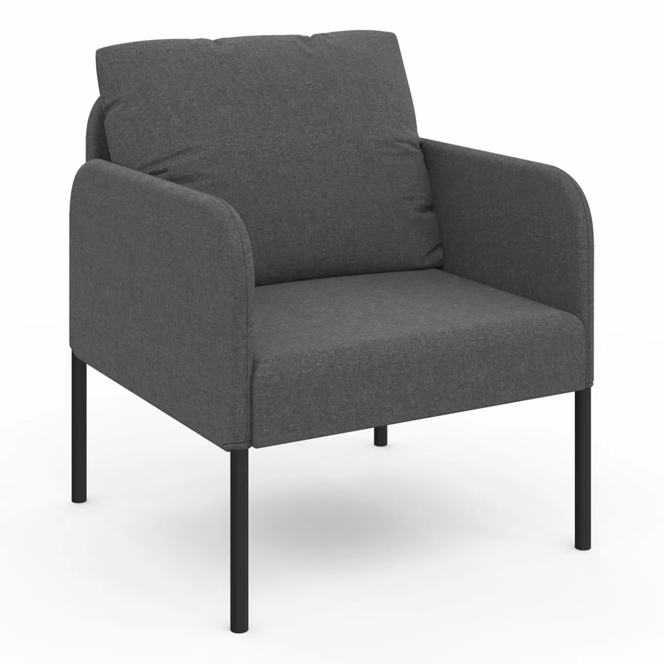IDMarket Fauteuil en tissu gris anthracite moderne pieds métal noir* Fauteuils|Collection Moderne