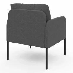 IDMarket Fauteuil en tissu gris anthracite moderne pieds métal noir* Fauteuils|Collection Moderne