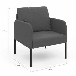 IDMarket Fauteuil en tissu gris anthracite moderne pieds métal noir* Fauteuils|Collection Moderne