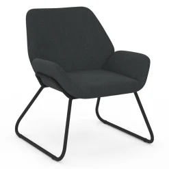 IDMarket Fauteuil en tissu gris anthracite et pieds métal noirs* Collection Moderne|Fauteuils