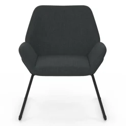 IDMarket Fauteuil en tissu gris anthracite et pieds métal noirs* Collection Moderne|Fauteuils
