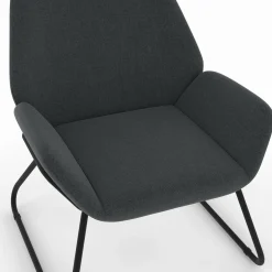 IDMarket Fauteuil en tissu gris anthracite et pieds métal noirs* Collection Moderne|Fauteuils