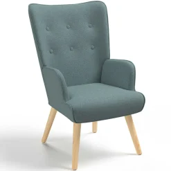 IDMarket Fauteuil en tissu vert eucalyptus scandinave* Fauteuils