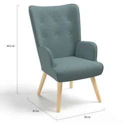 IDMarket Fauteuil en tissu vert eucalyptus scandinave* Fauteuils