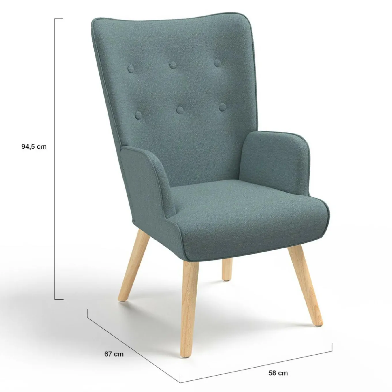IDMarket Fauteuil en tissu vert eucalyptus scandinave* Fauteuils