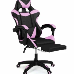 IDMarket Fauteuil gamer noir et rose avec repose-pied + coussin tête et lombaire* Collection Télétravail|Chaises De Bureau Et Accessoires