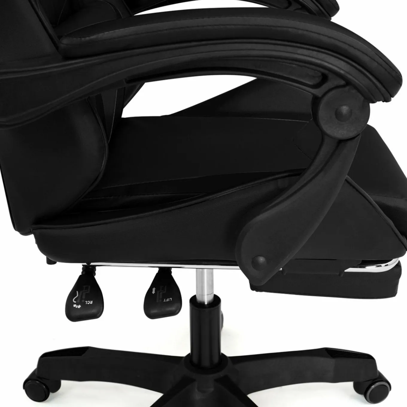 IDMarket Fauteuil gamer noir réglable et inclinable avec repose pied* Collection Télétravail|Chaises De Bureau Et Accessoires